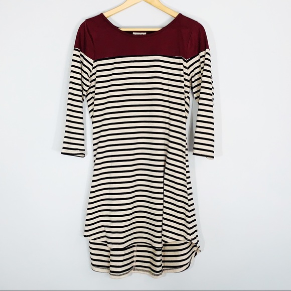 Umgee Dresses & Skirts - Umgee | Maroon and Beige Striped Dress